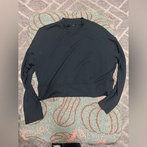 Fabletics Black Cropped Crewneck Sweatshirt